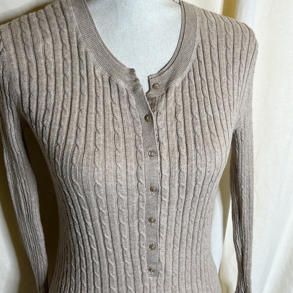 Apt. 9 Tan Button Sweater, New, Ps - image 3